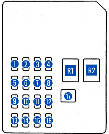 Схема предохранителей и реле в салоне Мазда 6 gg (вариант 1)