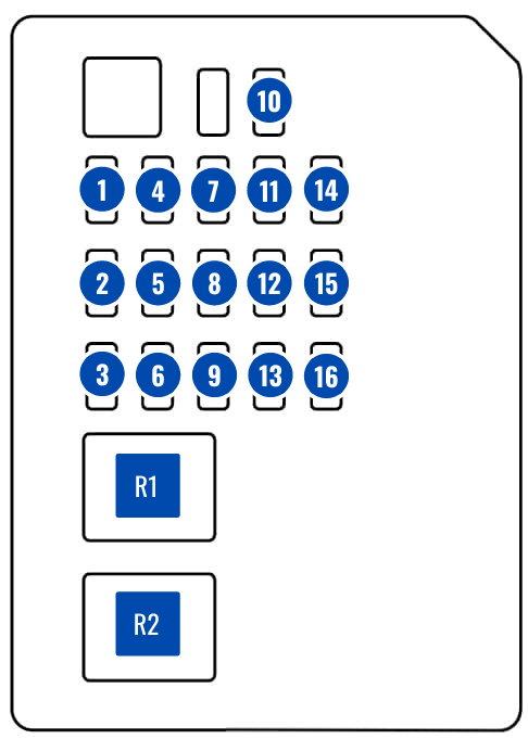 Схема предохранителей и реле в салоне Мазда 6 gg (вариант 2)