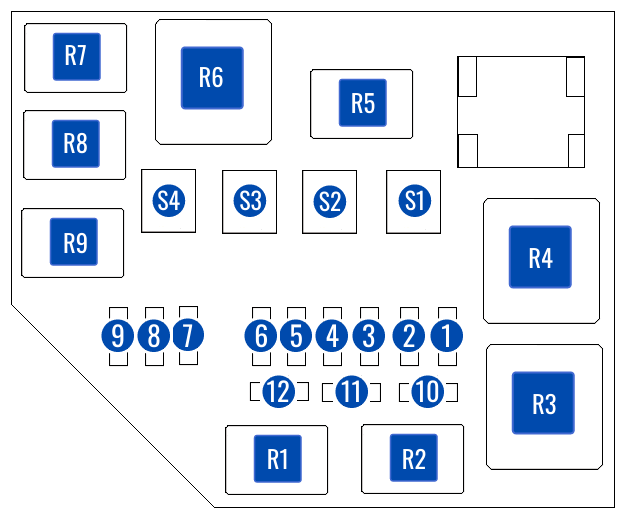 Схема блока предохранителей и реле под капотом Geely MK и MK Cross