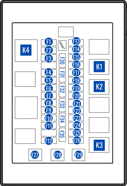 Схема блока предохранителей и реле в салоне Lifan x60 и x60 FL